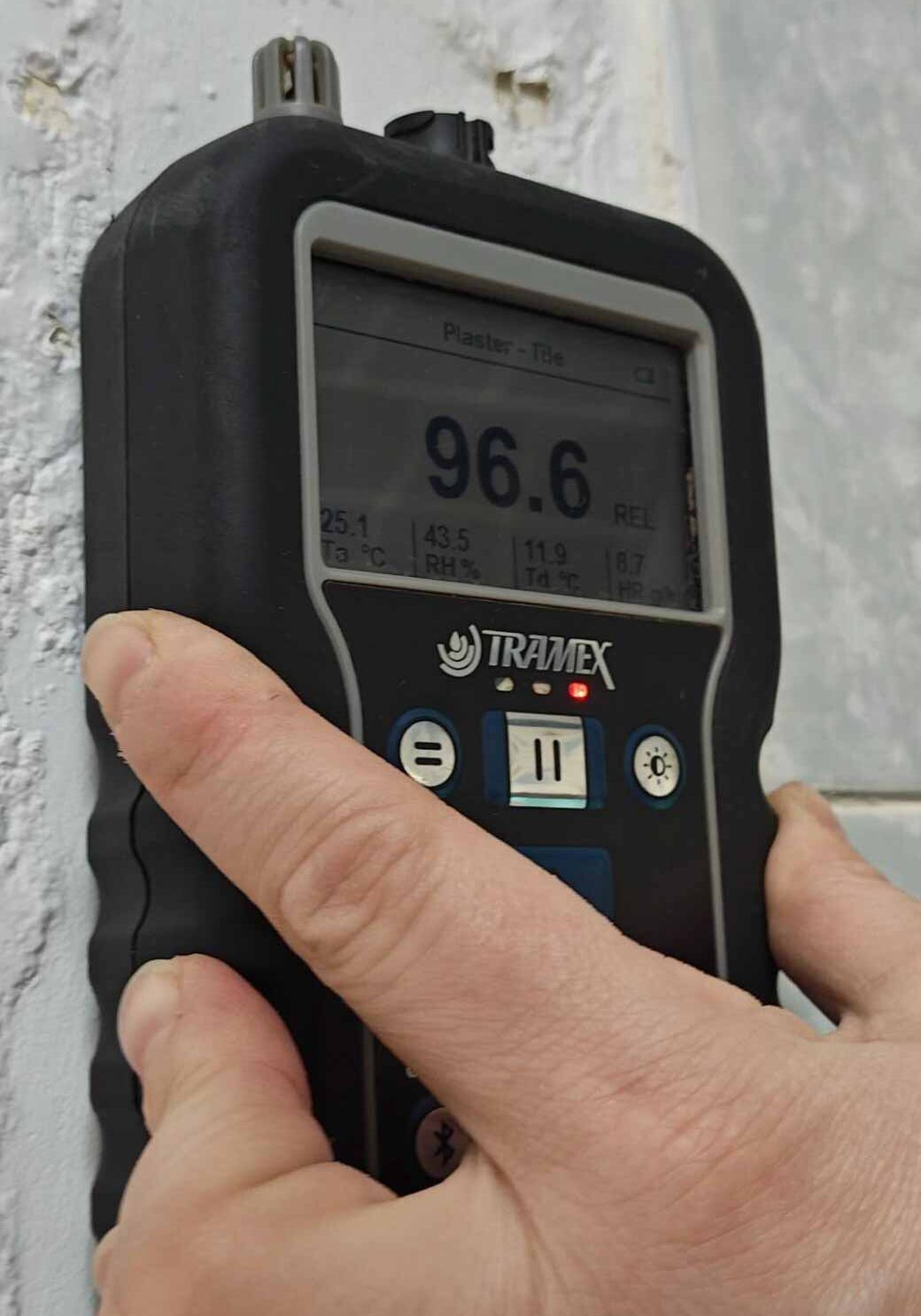 Moisture content 9x higher than unaffected wall