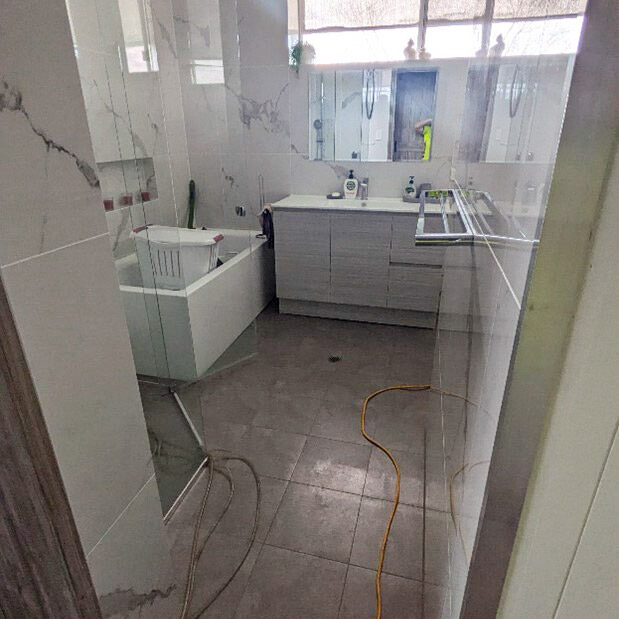 Effluent spill from flood/plumbing failure – Category 3 waste water damage - Remediation carried out with Post Remediation Verification (PRV) including clearance testing for bacteria (eg. E. Coli) and mould